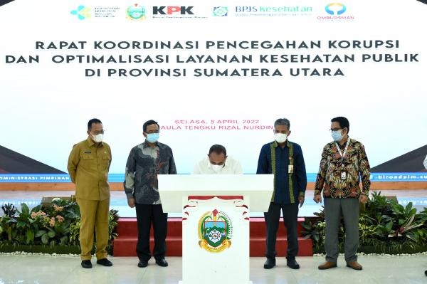 Rakor Pencegahan Korupsi Bidang Kesehatan di Sumut, Pemprov Bersama KPK Komitmen Awasi Penggunaan Anggaran